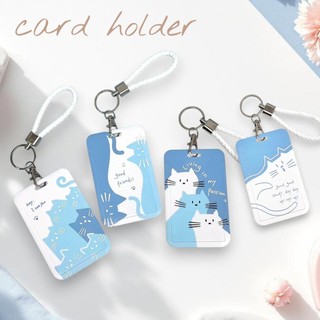 [พร้อมส่ง] card holder ที่ใส่บัตรลายแมว โทนฟ้า-ขาว มินิมอล สำหรับบัตรโดยสาร บัตรนักเรียน บัตรพนักงาน ฯลฯ biangels