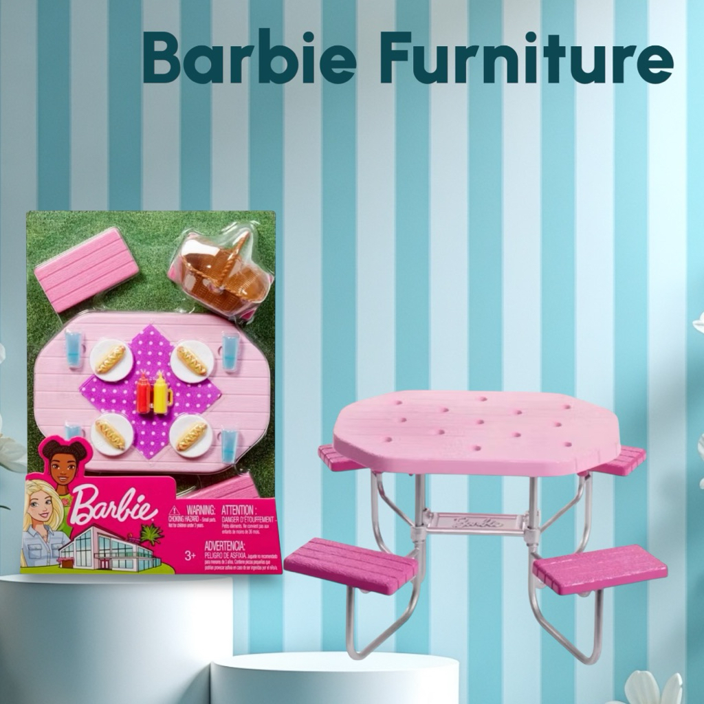 เฟอร์นิเจอร์บาร์บี้ 🫖 Barbie Estate Picnic Table Set 🍽️ โต๊ะปิคนิคสนาม