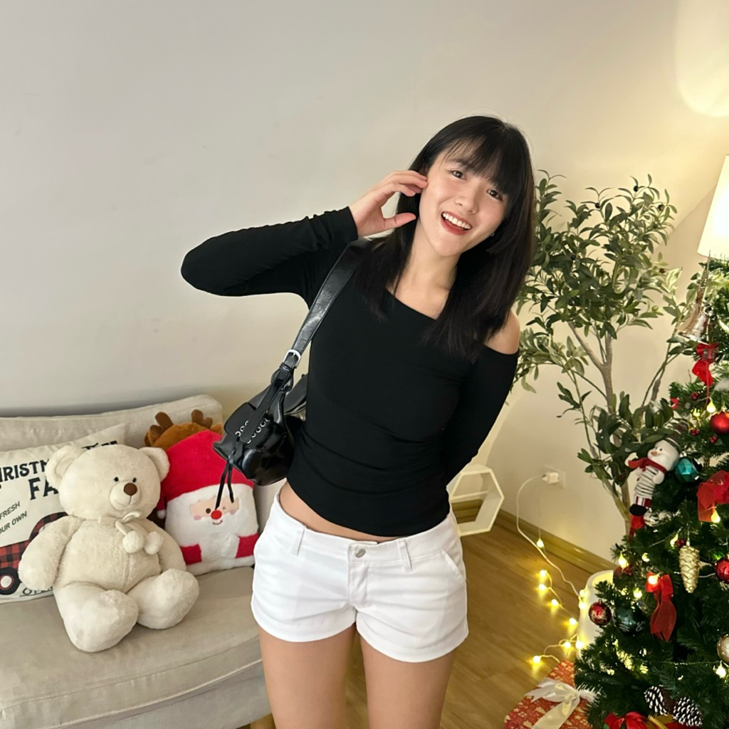 Mabeau - Snowy Low-Waist Jeans กางเกงยีนส์ขาสั้นเอวต่ำสีขาว รูปที่ 2