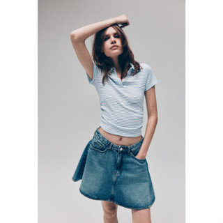 H&M(เอชแอนด์เอ็ม) เสื้อคอปกผ้าริบ Women Ribbed collared top …