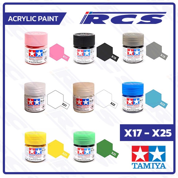 สีอะคริลิค TAMIYA ACRYLIC X-17 81517, X-18 81518, X-19 81519, X-21 81521, X-22 81522, X-23 81523, X-24 81524, X-25 81525