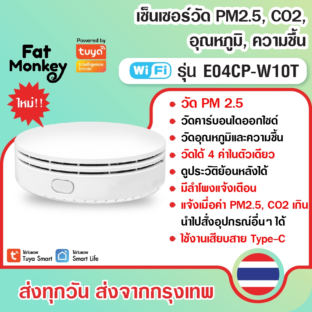 Tuya WiFi Smart Air quality Monitor E04CP-W10T เซ็นเซอร์วัดคาร์บอนไดออกไซด์ CO2 ค่า PM2.5 อุณหภูมิและความชื้น