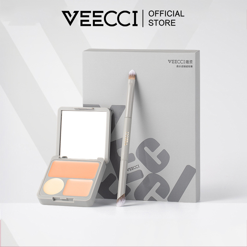 （100% ของแท้）VEECCI คอนซีลเลอร์ สามสี ให้ออกไป แปรง ปกปิดสิว ริ้วรอยต่างๆ รอยคล้ำ อเนกประสงค์ คอนซิลเลอร์ 4.2g