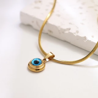 สร้อยคอไทเทเนียม Unisex Angels Eye การออกแบบตานางฟ้า Clavicle Chain ทนทาน สําหรับทุกเพศ