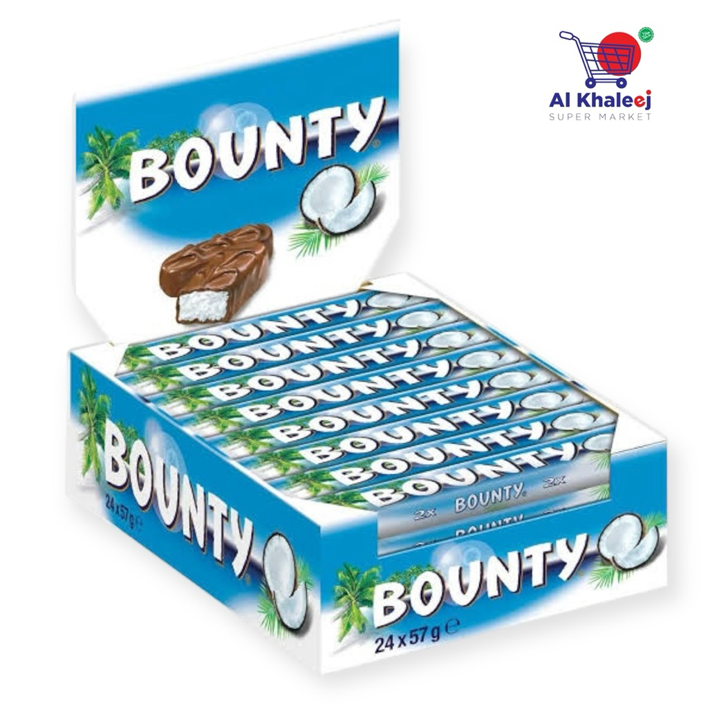 Bounty chocolate bars. Chocolate 24X57G (1 Box) Bounty Chocolate Bar 24X57G (1 Box)