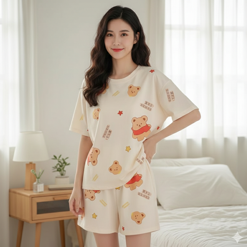 ชุดนอนผ้าคอตตอนการ์ตูน 10 ลาย ใส่สบายไม่ร้อน (รหัส QZ)