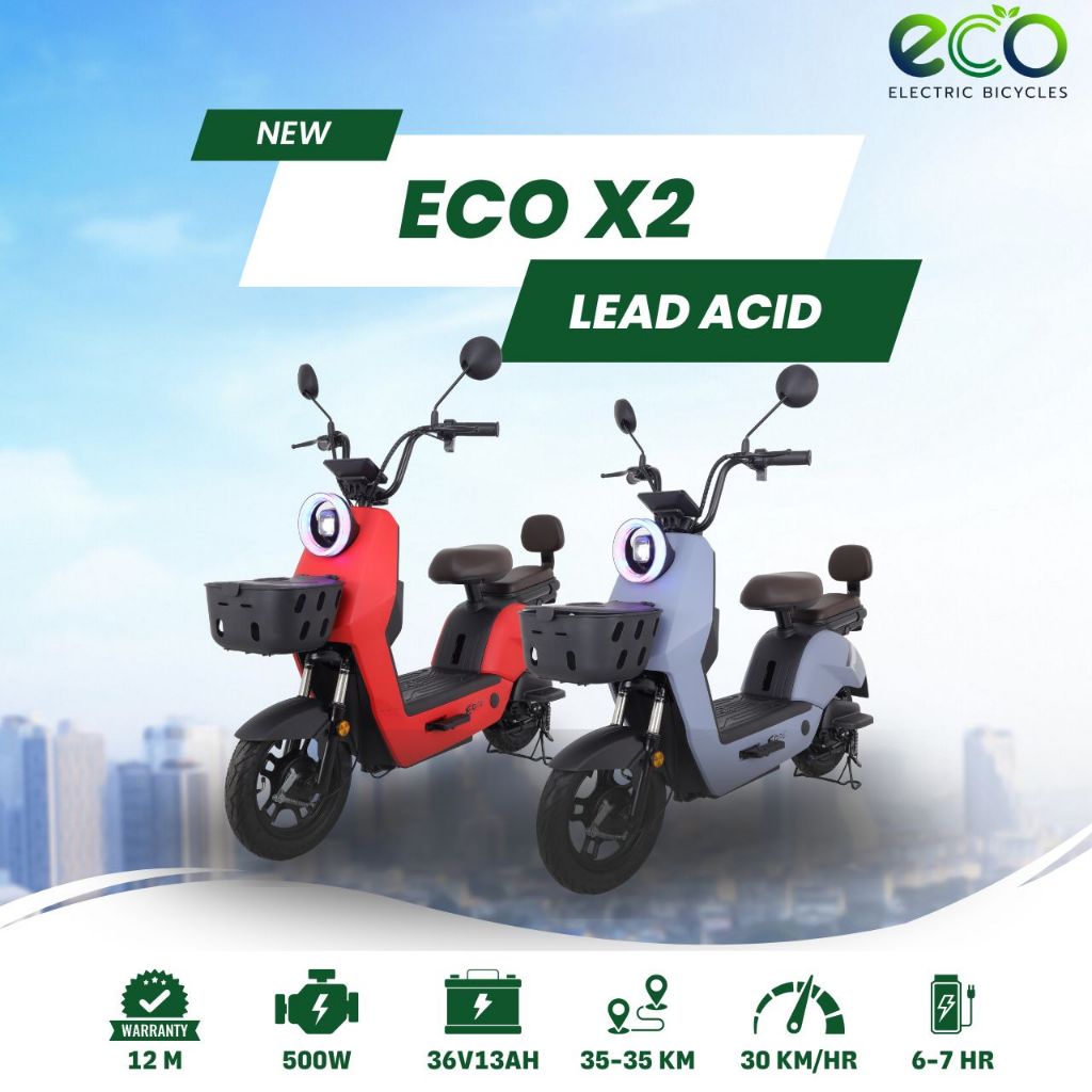 รถจักรยานไฟฟ้า EM MOTOR รุ่น ECO X2 มอเตอร์500วัตต์ แบตเตอรี่ตะกั่วกรด ประหยัดค่าใช่จ่าย