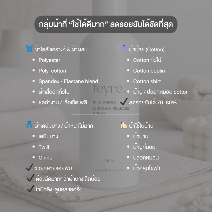 Feyre - Silk Press Spray สเปรย์ฉีดผ้าเรียบ สเปรย์ลูบผ้าเรียบ สเปรย์ผ้าเรียบ ใช้มือลูบแล้วเรียบ - 3