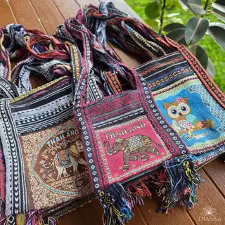 กระเป๋าสะพาย ย่ามช้าง กระเป๋าพื้นเมือง ผ้านากา ลายช้าง,ลายนกฮูก