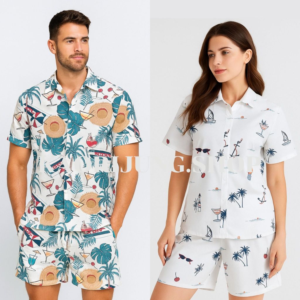 ชุดเซ็ต เสื้อฮาวายพร้อมกางเกง ไซซ์ใหญ่สามารถใส่เที่ยว เนื้อผ้าเบา สวยใส่ได้สบาย S388