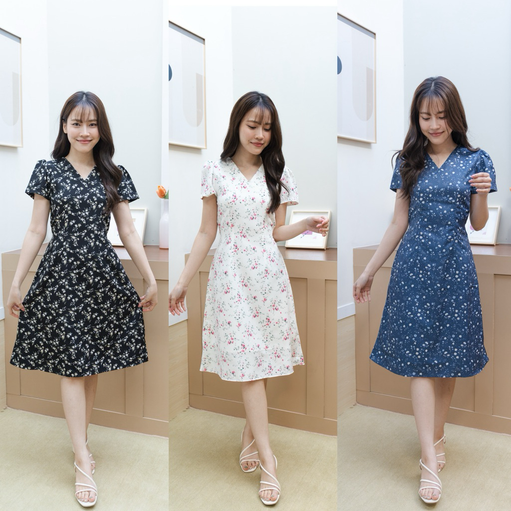 ✨👗 Lady dress   เดรสคอวี เดรสใส่เที่ยว ใส่ทำงาน ผ้าพริ้ว นุ่ม ลื่น มีซับในทั้งตัว (ตัดสั้นฟรี ระบุในหมายเหตุ)