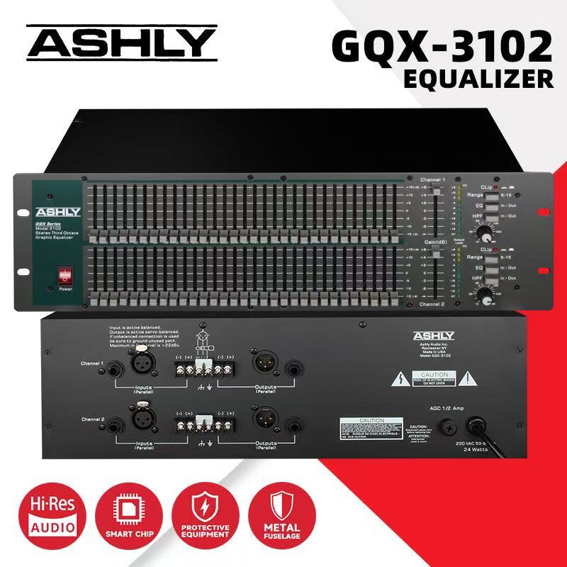 ASHLY GQX3102 อีควอไลเซอร์, อีควอไลเซอร์กราฟิกสเตอริโอ 2 ช่องแบบคู่ 31 ส่วน