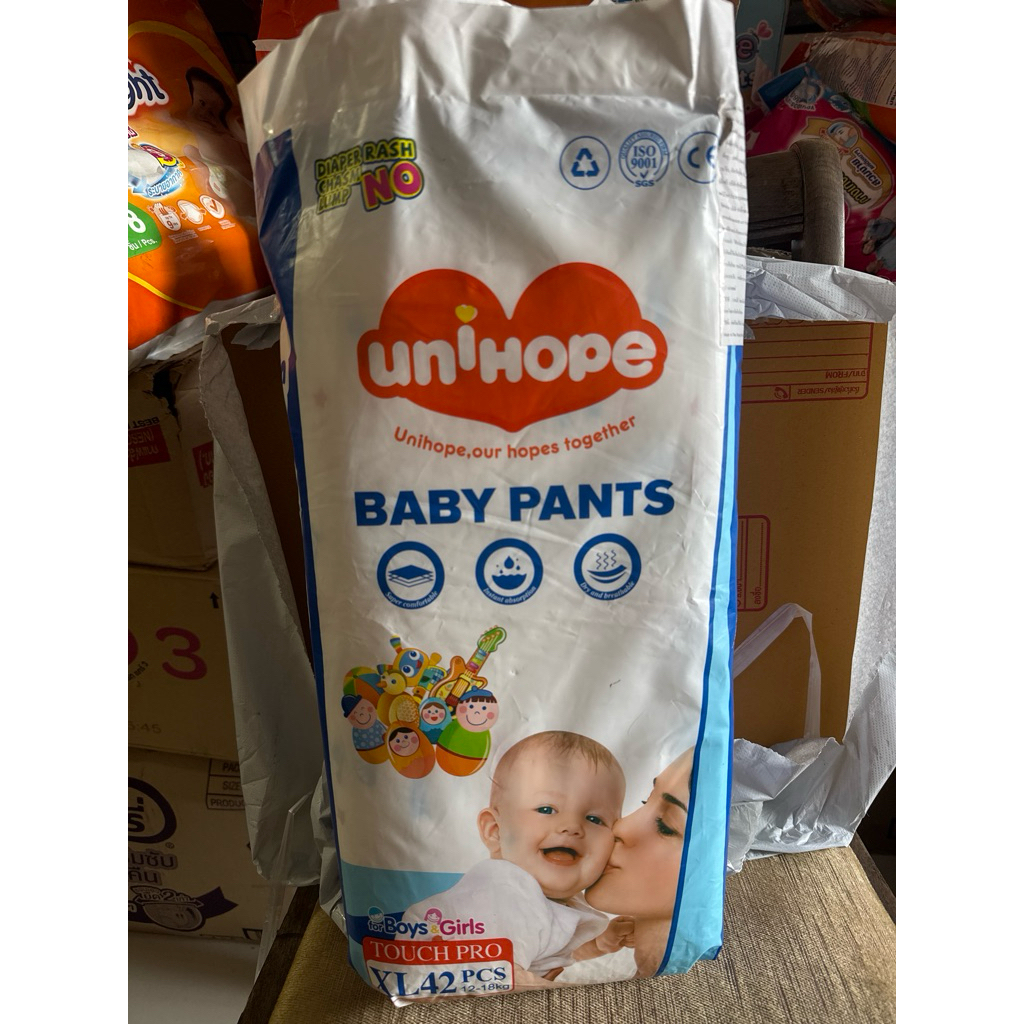 แพมเพิสเด็ก Unihope กลิ่นหอม ผ้าอ้อมเด็กสำเร็จรูป ไซส์XL 42 ชิ้น