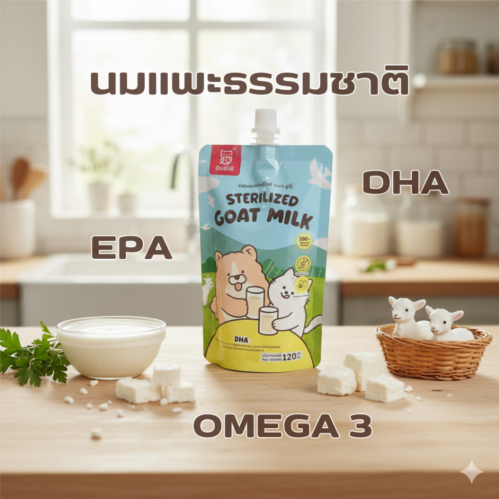 🎁Follow-10฿⚡5แถม1⚡นมแพะเสริมทอรีน แบบซอง พกพา 120ml สำหรับสุนัขและแมว บำรุงหัวใจ สมอง ย่อยง่าย คุณภาพดี สะดวก ปลอดภัย