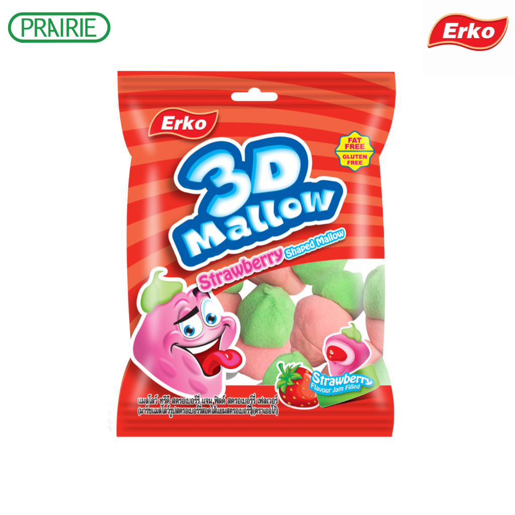 เออโก้ แมลโลว์ ทรีดี สตรอเบอร์รี่ 80ก. / Erko Mallow 3D Strawberry 80g.