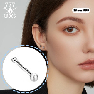 S999เงินแท้หัวกลมต่างหูแท่งจิวจมูกแวววาวไม่แพ้สไตล์เกาหลีใส่…