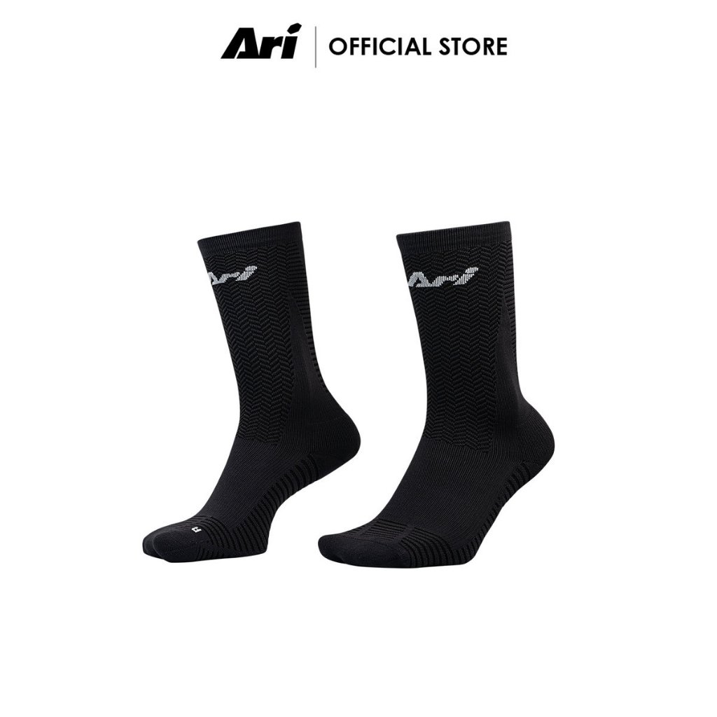 ARI ADEPT TERRY RUNNING CREW SOCKS - BLACK (AHW1706-01)  ถุงเท้า อาริ ADEPT TERRY RUNNING สีดำ