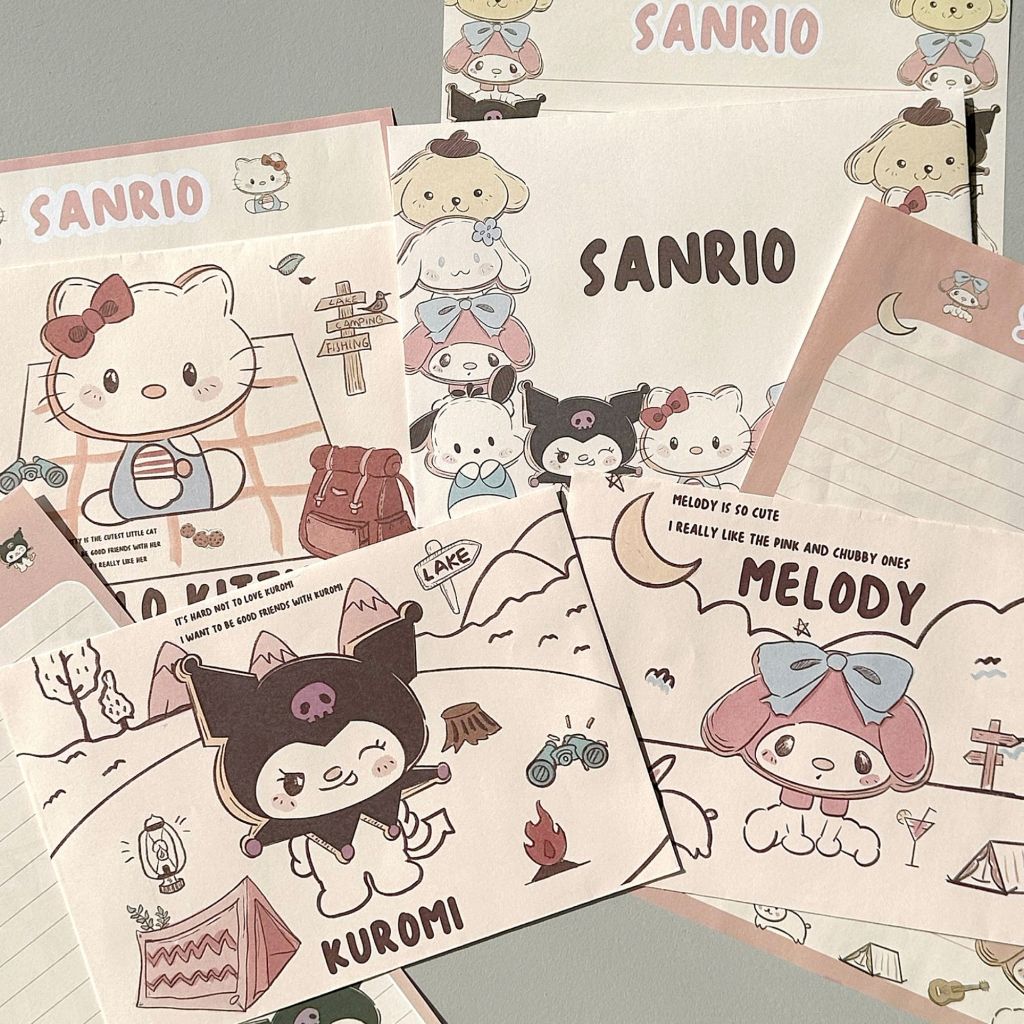 เซตเขียนจดหมายลายการ์ตูน Kawaii พร้อมซอง (1 ชุด =กระดาษเขียน 4 แผ่นและซอง 4 ซอง) ซองเอกสาร ใส่การ์ด ส่งข้อความ ของขวัญ