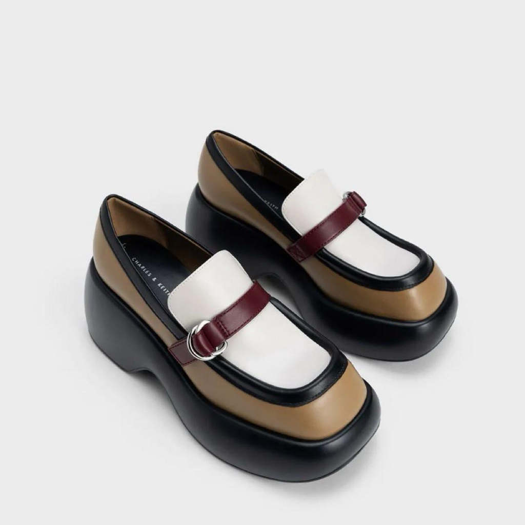 CHARLES &KEITH Buckled Platform Penny Loafers In Multi