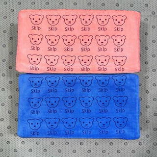 ผ้าเช็ดผม ผ้าเช็ดหน้า ผ้านาโน Skip แบบหนา มีลาย ขนาด 35*70.cm แพ็ค 12ผืน คละสี