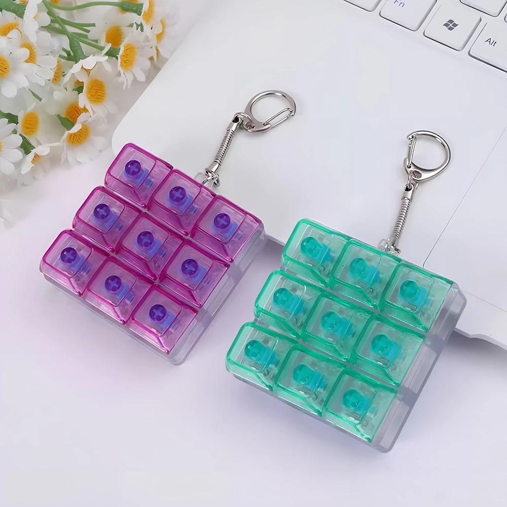 พวงกุญแจคีย์บอร์ดเรืองแสง 9 ปุ่ม LED Mini Keyboard Keychain ของเล่นไฟ LED thumbnail 8