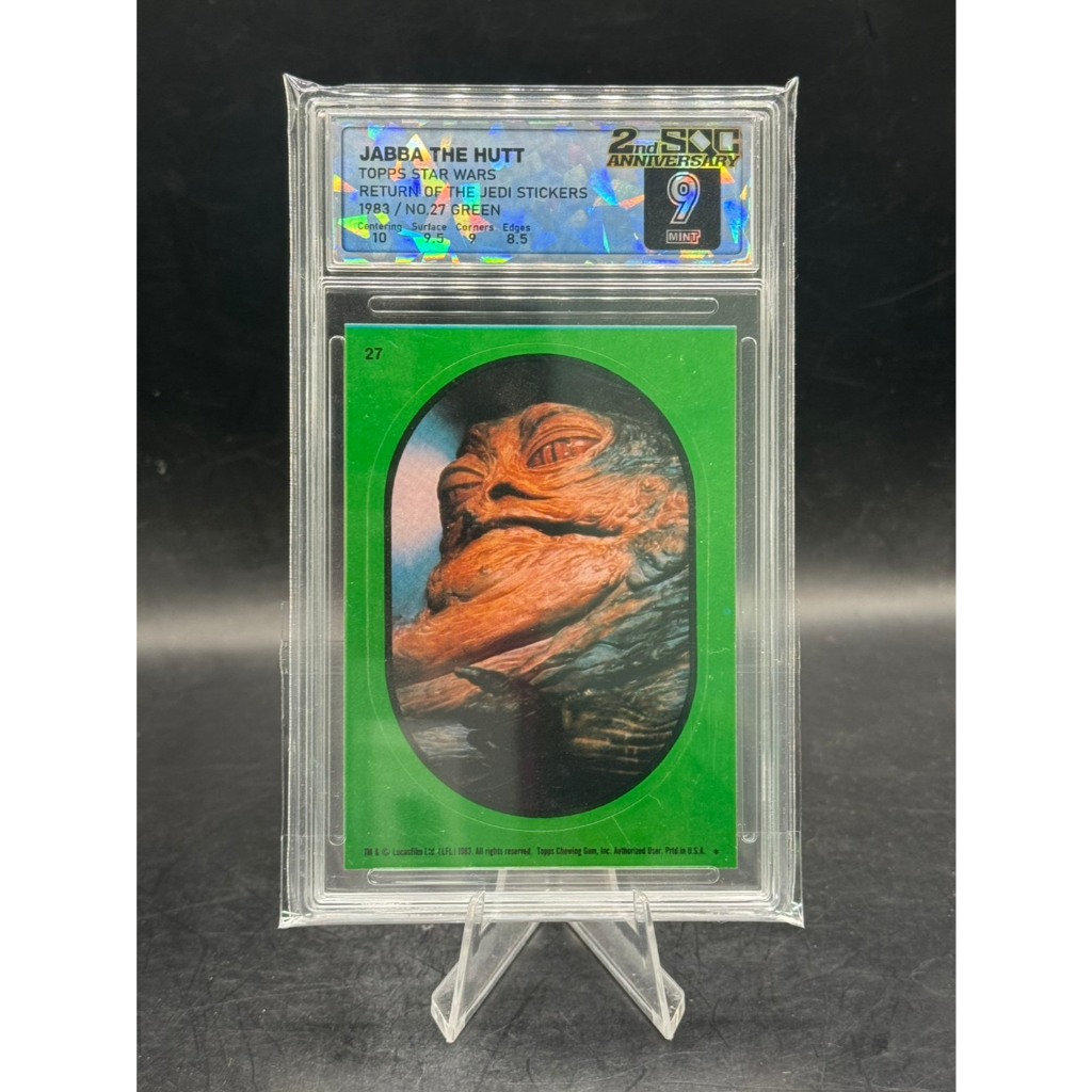 1983 Topps Star Wars ROTJ Sticker #27 Jabba the Hutt (Green) - SQC 9 MINT