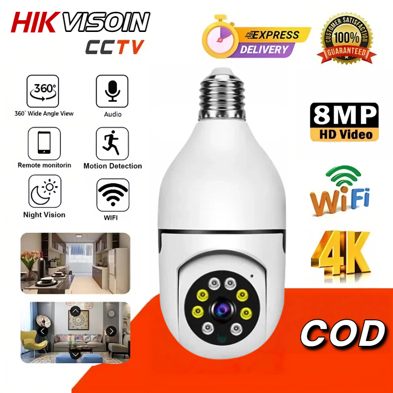 HIKVISION กล้องวงจรปิดกล้องหลอดไฟไร้สายดูมือถือ กล้องวงจรปิด 360 องศา 1080P HD Wifi