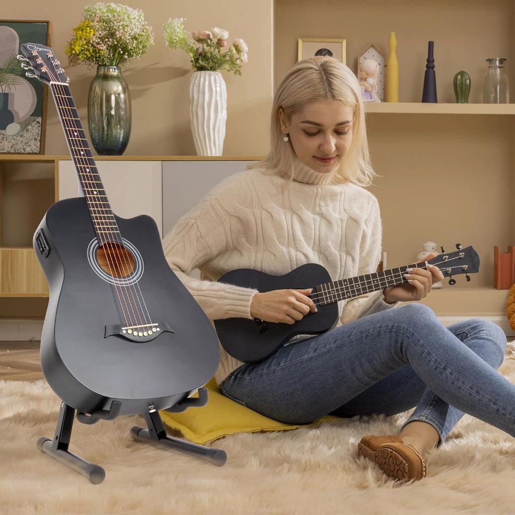 ขาตั้งกีตาร์โปร่ง (A) ตั้งกีตาร์เบส อูคูเลเล่ ผีผา ไวโอลิน ขาตั้งกีตาร์ไฟฟ้า- สีดำ/สีขาว - รูปที่ 5