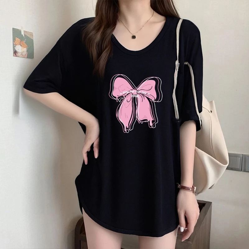 เสื้อยืดสาวอวบอ้วนไซส์ใหญ่ oversize เสื้อผ้าแฟชั่นฤดูร้อนมาใหม่ เสื้อโอเวอร์ไซส์สไตล์ผู้หญิง ลําลองทรงหลวมสไตล์เกาหลี thumbnail 3