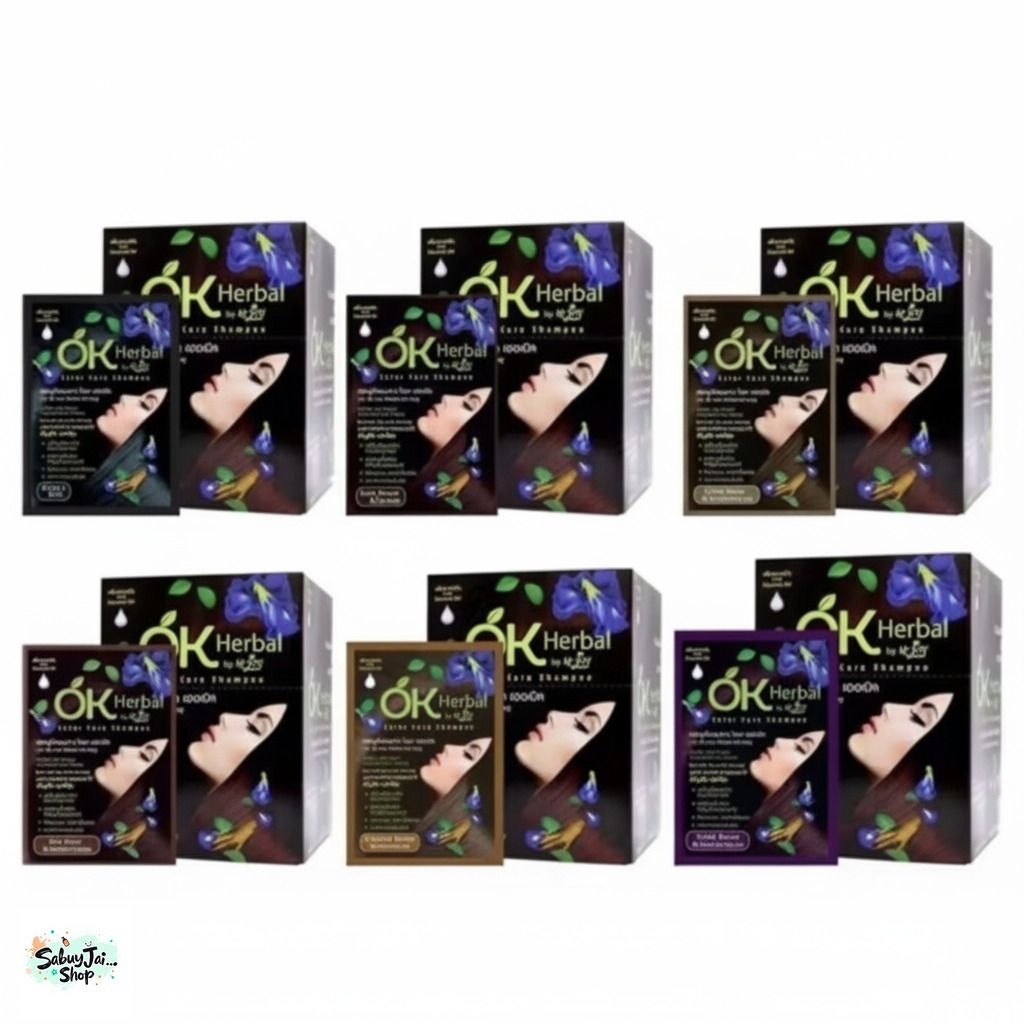 แชมพูปิดผมขาว โอเค เฮอเบิ้ล คัลเลอร์ แคร์  1 กล่อง มี  12 ซอง (ของแท้ 100 %) OK Herbal Color Care Shampoo