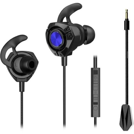Erssimo Gaming Earphones with Mic, Wired Earphones with Mic, Compatible with PS4, PS5, Switch, PC, a