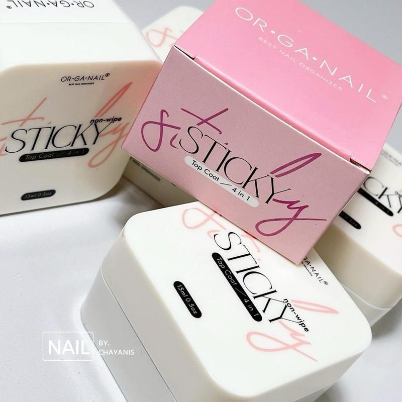 Sticky Top Coat 4in1 OR•GA•NAIL ท็อปเนื้อหนาไม่ต้องเช็ดความเหนียว l ฮาร์ดเจล เจลติดอะไหล่ ท็อปหนา ท็อปกระปุก ท้อปเจล