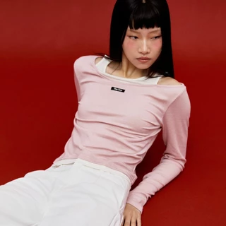 [Trendyลด25%] CHUUCHOP - (S-XL) Yujin Long Sleeve Top เสื้อแขนยาวทูโทน 2 เลเยอร์ ใส่สบาย ยืดได้เยอะ (C8479)