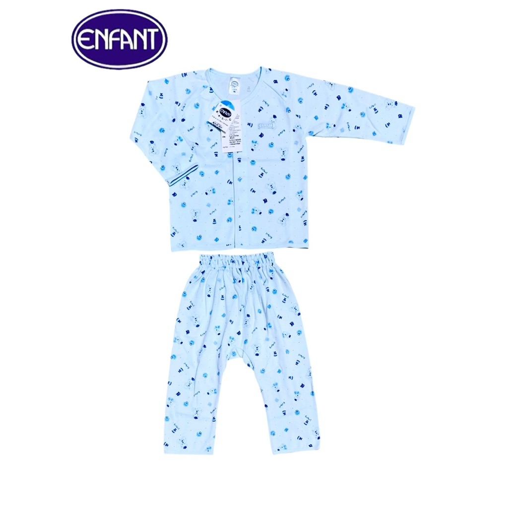 Enfant Basic ลายใหม่ อองฟองต์ ชุดนอนเด็กแขนยาว ขายาว กระดุม Cotton สำหรับเด็กขนาด Size 70,80,90