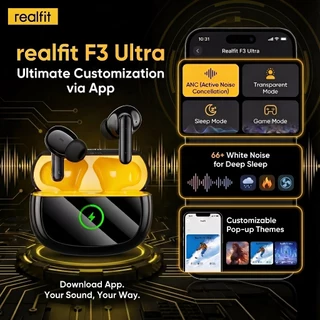หูฟังบลูทูธ realfit F3 Ultra บลูทูธ 6.0 รองรับตั้งค่าส่วนตัวในแอป EQ แบบกำหนด เบสแรง เสียงปรับได้ตามใจ