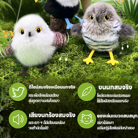 【พร้อมส่ง】 ของเล่นแมวโต้ตอบ+ ไฟฟ้า + นก + มีเสียง ชาร์จ USB นกของเล่นแมว ขนนุ่ม Interactive Cat Toys ราคา ถูกที่สุด ดีลบีเคเค แกลเลอรีภาพที่ 4