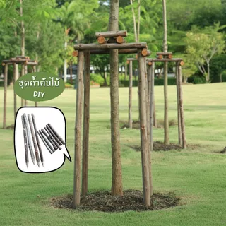 เซต DIY ไม้ค้ำยันต้นไม้ สูง 150 ซม. แบบคอก 4 ขา (แถมตะปู) ใช้แค่ค้อนตอก