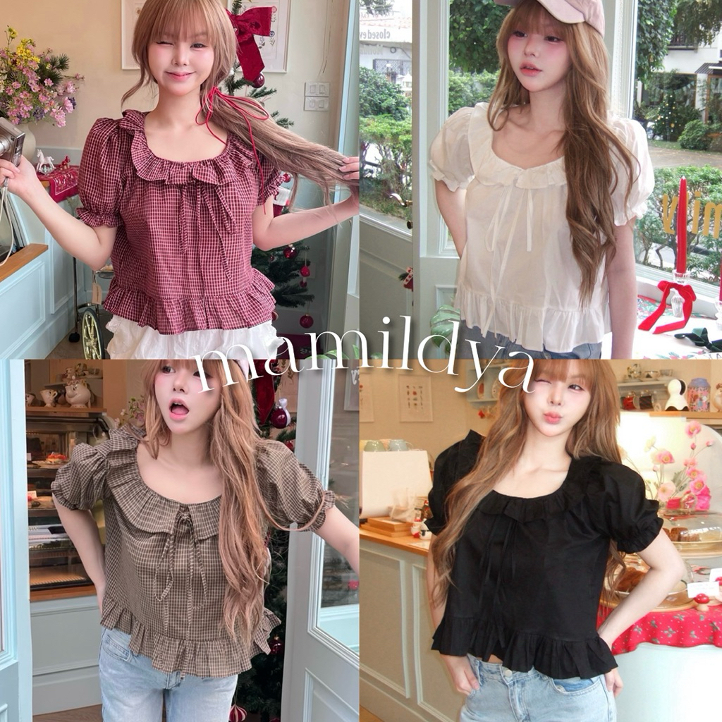 🌟Mamildya.shop🌟เสื้อแขนตุ๊กตา ผ้าคอตตอน/ M1-3/NUSA-บัวบาน