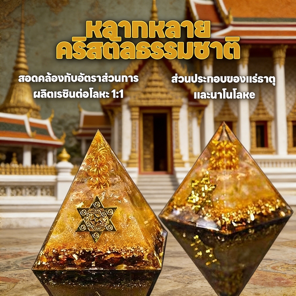 พีระมิดคริสตัลธรรมชาติ  พลังงานควอตซ์ อเมทิสต์ เรกิ รักษา คริสตัลจักระ เรซิน พีระมิด เครื่องมือทําสม