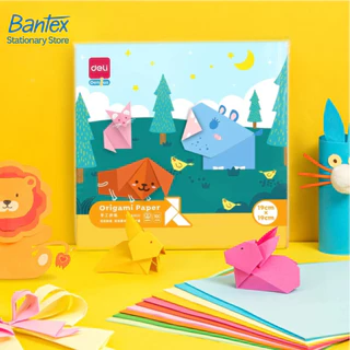 Deli กระดาษสี กระดาษโอริกามิ โอริกามิ กระดาษพับ DIY หลากสี ฝึกสมาธิ 10สี 100แผ่น Origami Paper