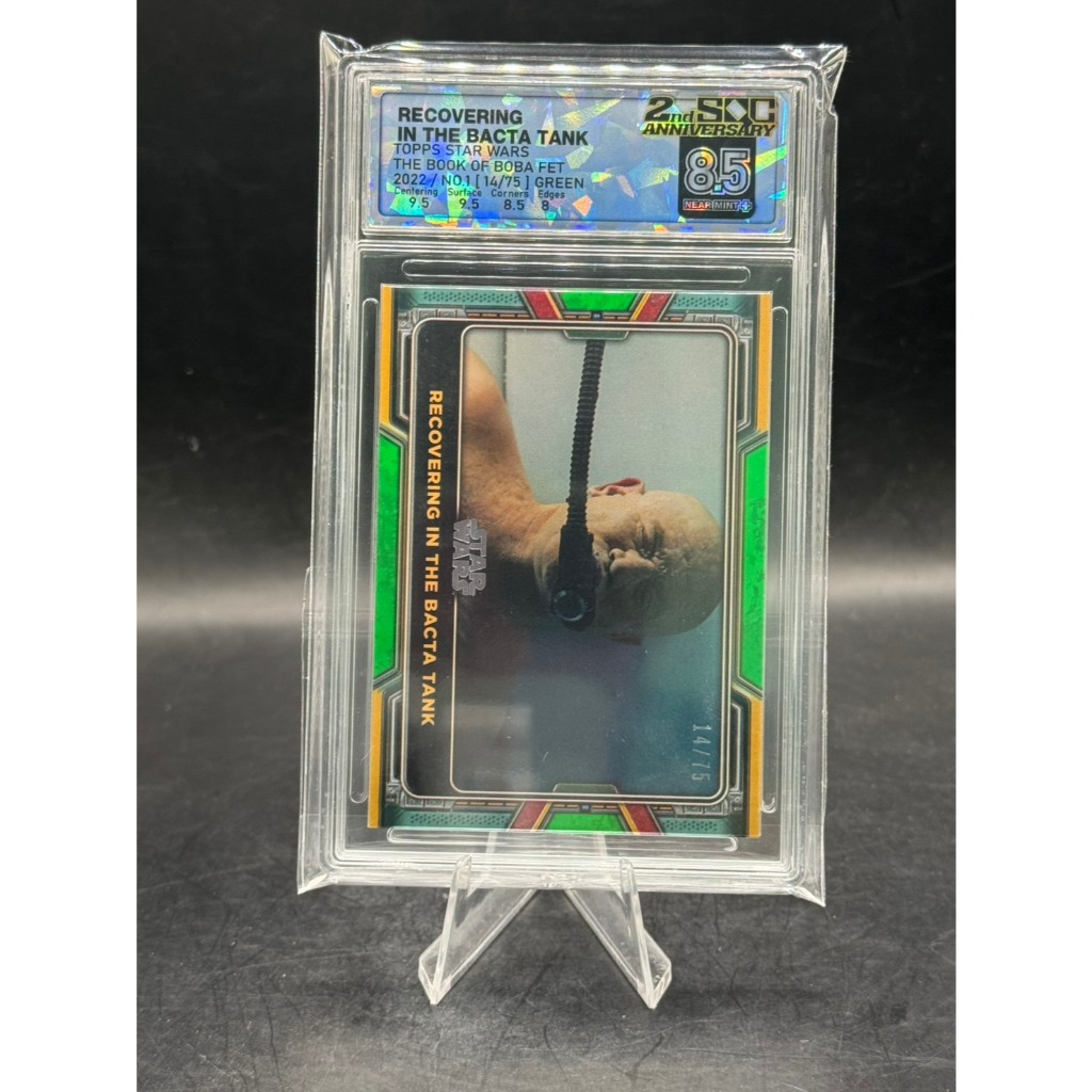 2022 Topps Book of Boba Fett #1 Recovering in the Bacta Tank (Green /75) - SQC 8.5
