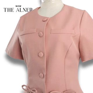 Thealner-AN752 (เซตเสื้อแขนสั้นแหวกหน้าแต่งโบว์กางเกงขายาว)