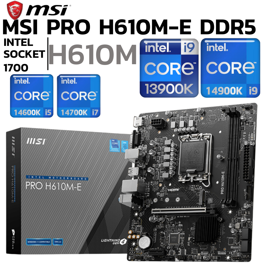 MAINBOARD (เมนบอร์ด) MSI PRO H610M-E (DDR5) (SOCKET LGA 1700) (MICRO-ATX)