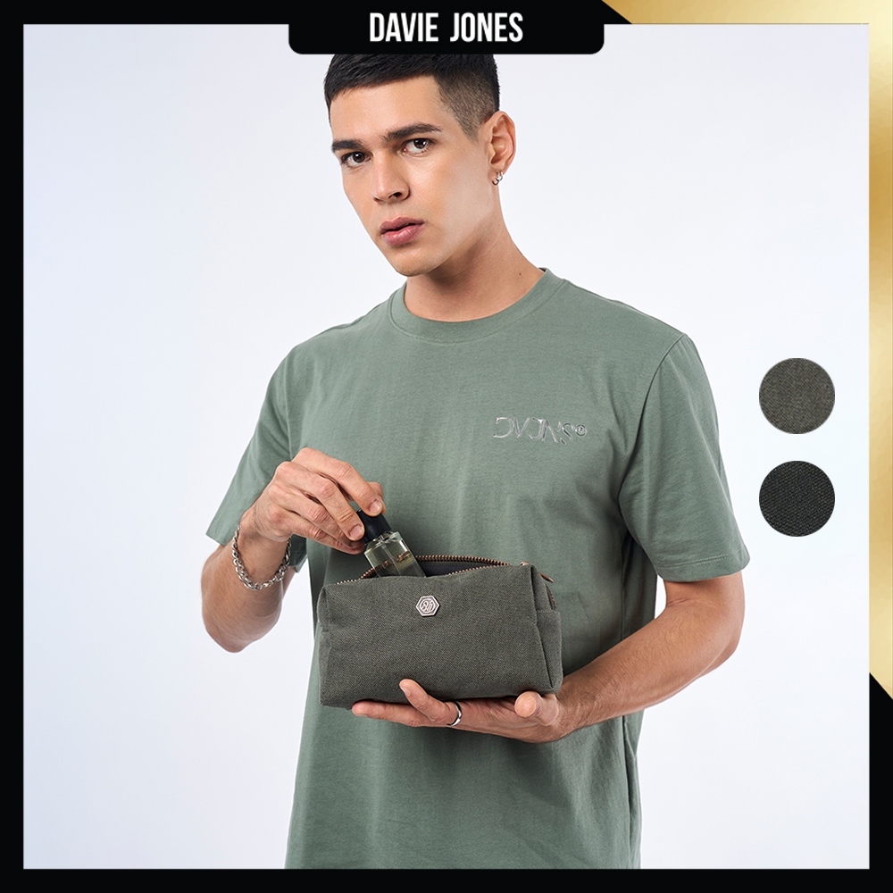 DAVIE JONES Cosmetic Bag กระเป๋าเครื่องสำอาง AG0002 สีเขียว ดำ