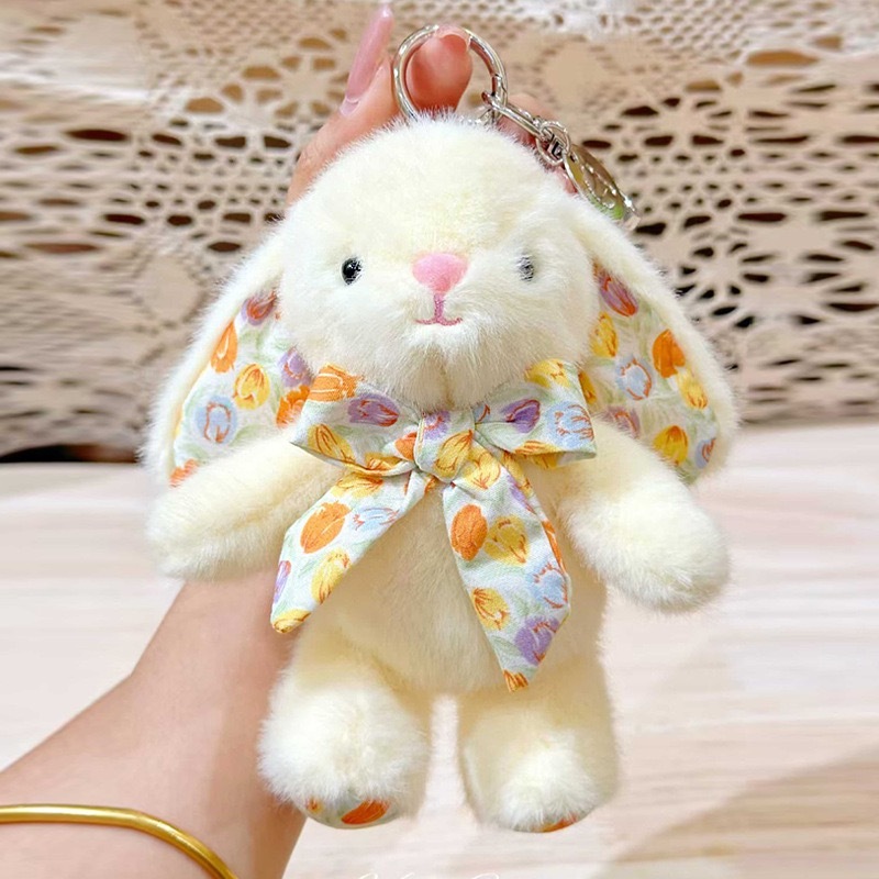 🐰 พวงกุญแจตุ๊กตากระต่าย Wendy Rabbit ใส่ชุดลายดอกไม้ | พร้อมส่งจากไทย