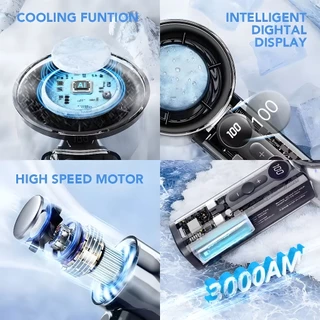 รุ่น X05 พัดลมไอเย็นไฟฟ้าแบบพกพา 3000mAh 100 ระดับลมแรงพัดลมไร้ใบพัดแบบพกพา Type-C รองรับการชาร์จเร็ว