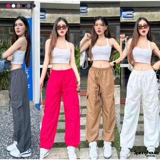 กางเกงคาร์โก้ผู้หญิงขายาวเอวสูงแฟชั่นฟรีไซร์ทรงหลวมใส่พรางหุ่นได้ดี รุ่น0247