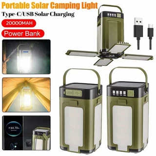Camping Lamp ไฟฉาย พับได้ 20000mAh Solar Type-C กันน้ํา IPX4 พลังงานแสงอาทิตย์ไฟ 5โหมด แบบพกพา USB