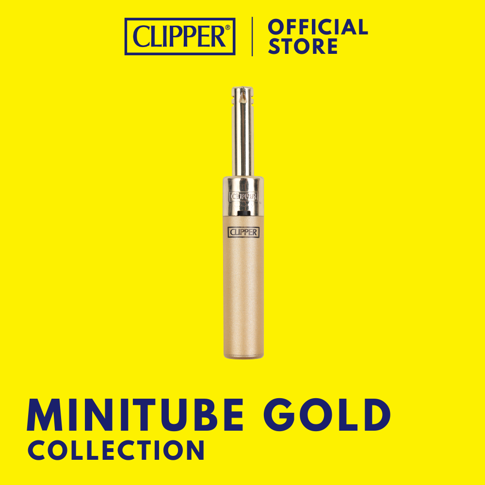 ไฟแช็ค คลิปเปอร์ Clipper Lighters Minitube Gold ไฟแช็คเติมแก๊สได้ ไฟแรงสู้ลม จุดไฟให้แสงสว่างแบบพกพาสะดวก
