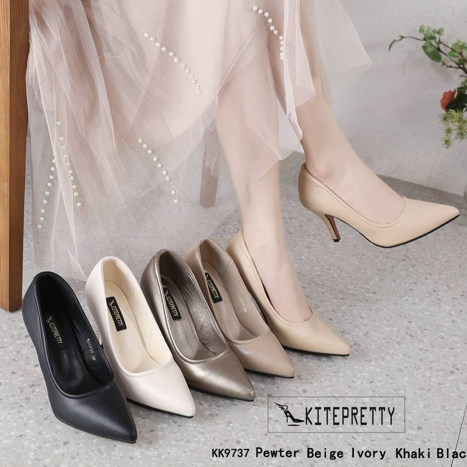 [พร้อมส่ง] KITEPRETTY (KK9737) รองเท้าส้นสูงหัวแหลม ดีไซน์เรียบหรู ใส่สบาย ทรงสวย